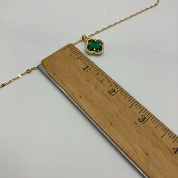 18K Gold Plated Stainless Steel "Four Leaf Clover" Necklace Hypoallergenic - Picture 11 of 12